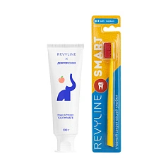 Набор из пасты Revyline & ДокторСлон Peach Ice Tea и Зубной щетки Revyline Smart SM6000