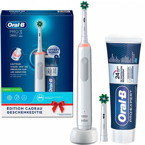 Электрическая зубная щетка Oral-B Pro 3 3800 CrossAction White  - изображение 1