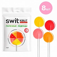 Леденец на палочке Swit Ksilit by Revyline Mix с витамином С, 8 шт