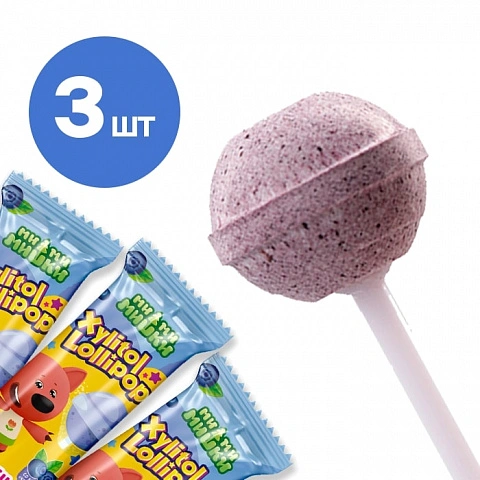 Леденец на палочке Xylitol Lollipop Черника, 3шт  - изображение 1