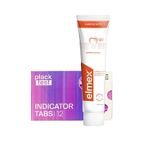 Набор из пасты Elmex Защита от кариеса + Таблетки Plack Test Indicator Tabs 12 шт.