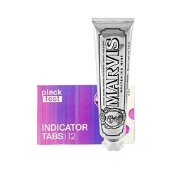 Набор из пасты Marvis Whitening Mint, 85 мл + Таблетки Plack Test Indicator Tabs 12 шт.