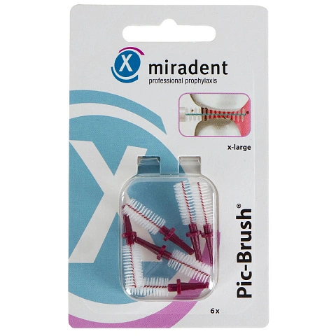 Сменные ёршики Miradent Pic-Brush Бордовые (0,8 мм), 6 шт - изображение 1