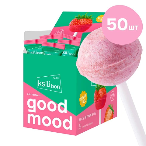 Леденец на палочке Ksilibon Lollipop Клубника, 50 шт. - изображение 1