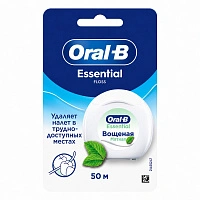 Зубная нить Oral-B Essential вощеная мятная, 50 м