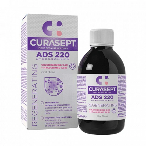 Ополаскиватель Curasept ADS 020 REGENERATING с гиалуроновой кислотой, хлоргексидин 0,20% 200 мл - изображение 1