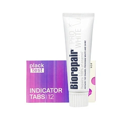 Набор из пасты Biorepair Pro White, 75мл + Таблетки Plack Test Indicator Tabs 12 шт.