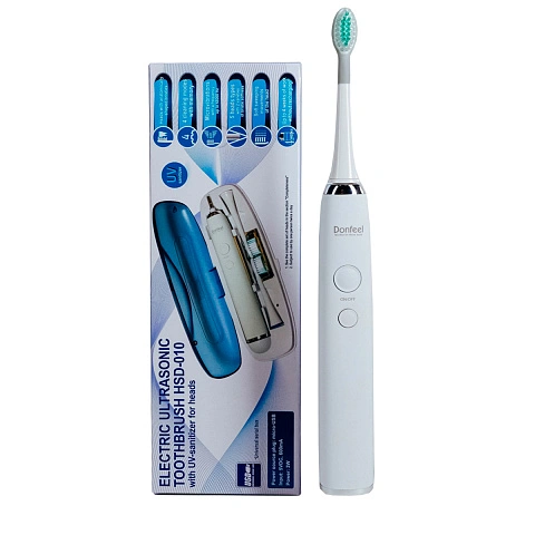 Электрическая зубная щетка Donfeel HSD-010 белая эконом (футляр+2 насадки) - изображение 1