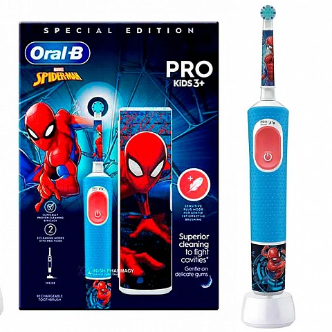 Электрическая зубная щетка Oral-B Vitality Kids D103 Spiderman + чехол - изображение 1