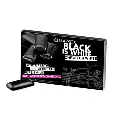 Жевательная резинка Curaprox Black is White, 12 шт