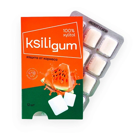 Жевательная резинка Ksilibon Gum Спелый арбуз, 12 шт. - изображение 1