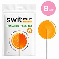Леденец на палочке Swit Ksilit by Revyline Апельсин с витамином С, 8 шт