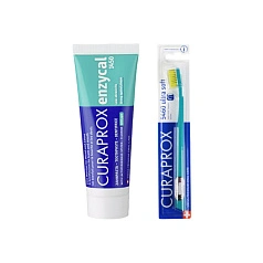 Набор Curaprox: Зубная паста Enzycal 1450 + Зубная щетка 5460 Ultra Soft