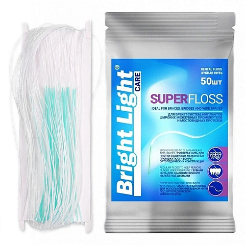 Зубная нить Bright light superfloss (50 штук) - изображение 1