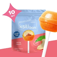 Леденец на палочке Ksilibon Lollipop Белый персик, 10 шт