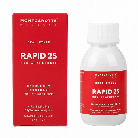 Ополаскиватель Montcarotte RAPID25 Красный грейпфрут, хлоргексидин 0,25% 100 мл - изображение 1