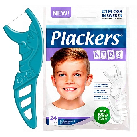 Межзубная нить с пластиковым держателем Plackers Kids (24 шт.) - изображение 1