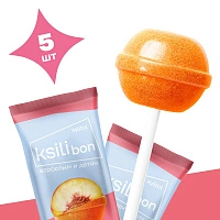 Леденец на палочке Ksilibon Lollipop Белый персик, 5 шт