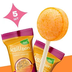 Леденец на палочке Ksilibon Bio Lollipop Маракуйя, 5 шт