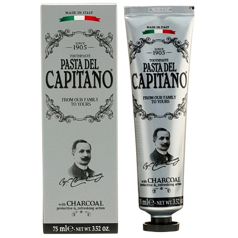 Зубная паста Pasta del Capitano Charcoal (с древесным углем), 75 мл - изображение 1