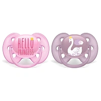 Соска-пустышка Philips AVENT Ultra Soft 6-18мес (2 шт) с рисунком SCF223/02 - изображение 1