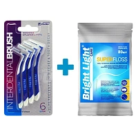 Набор для брекетов (ёршики Pesitro + зубная нить Bright Light)