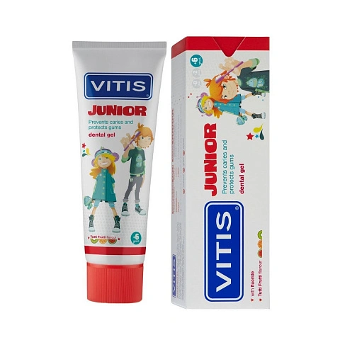 Зубная паста-гель VITIS Junior со вкусом тутти-фрутти (от 6 лет ), 75 мл - изображение 1