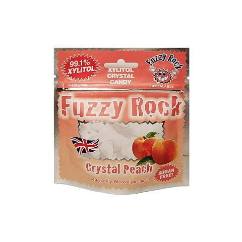 Кристаллы ксилита Fuzzy Rock, без сахара, со вкусом персика - изображение 1