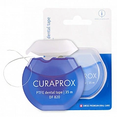 Флосс Curaprox PTFE floss tape DF820 с хлоргексидином, 35 м