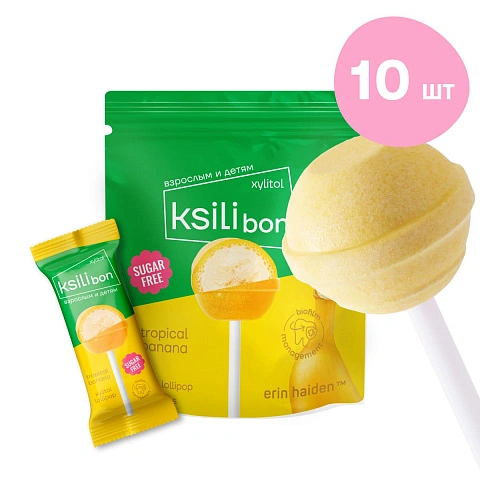 Леденец на палочке Ksilibon Lollipop Банан, 10 шт. - изображение 1