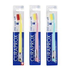 Набор из 3 щёток Curaprox 3960 Super Soft Желтая/ Розовая/ Мятная