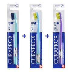 Набор из 3 щёток Curaprox 1560 Soft Мятная/ Голубая/ Фиолетовая